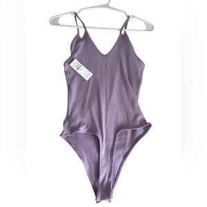Purple Ribbed Bodysuit